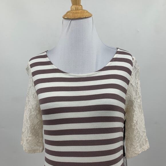 Jessica Simpson Shirt Womens S Small Ivory Otter Lace Sleeves Ruched Maternity - Picture 3 of 14